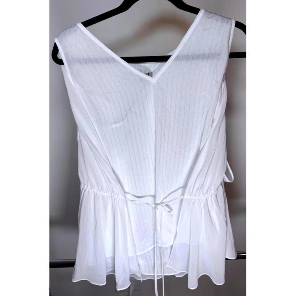 AllSaints White Pleated Blouse with Tie Detail